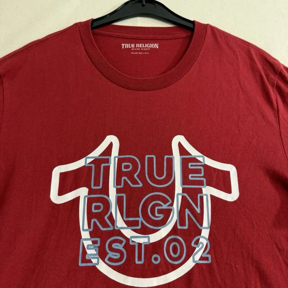 True Religion T Shirt Men Medium Red Shirt Mens